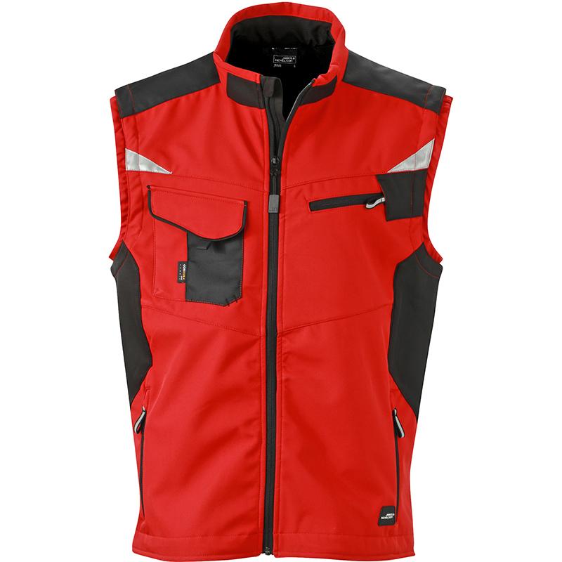 Bodywarmer - JN845 - Rouge et Noir Bodywarmer Softshell Workwear Mixte JN845 James & Nicholson