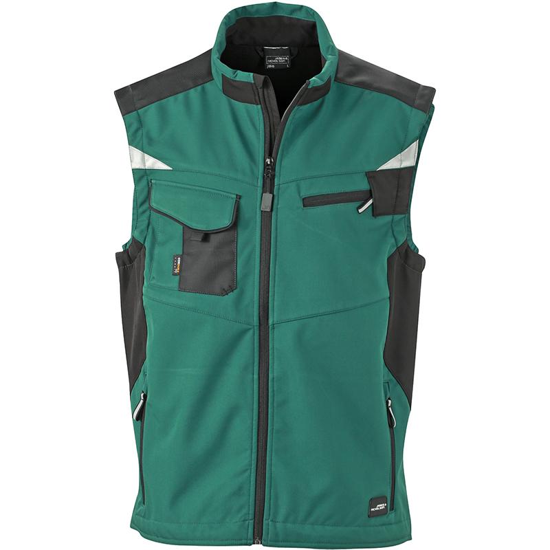 Bodywarmer - JN845 - Vert Foncé et Noir Bodywarmer Softshell Workwear Mixte JN845 James & Nicholson