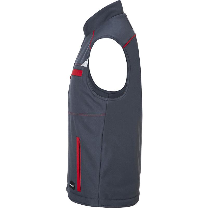 Bodywarmer mixte hiver - JN854 - Carbone et rouge 3 Bodywarmer Hiver Softshell Workwear Mixte JN854 James & Nicholson