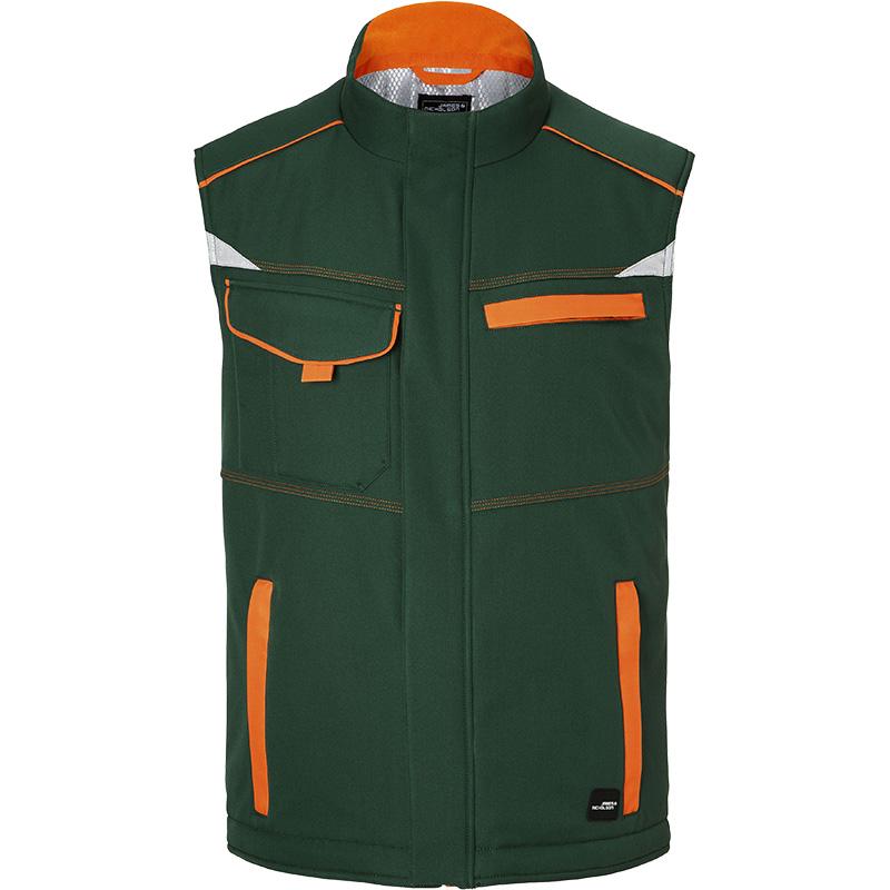 Bodywarmer mixte hiver - JN854 - Vert foncé et orange Bodywarmer Hiver Softshell Workwear Mixte JN854 James & Nicholson