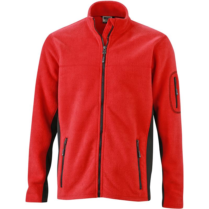 Veste Polaire Workwear Homme JN842 James & Nicholson - Rouge et Noir 1 Veste Polaire Workwear Homme JN842 James & Nicholson