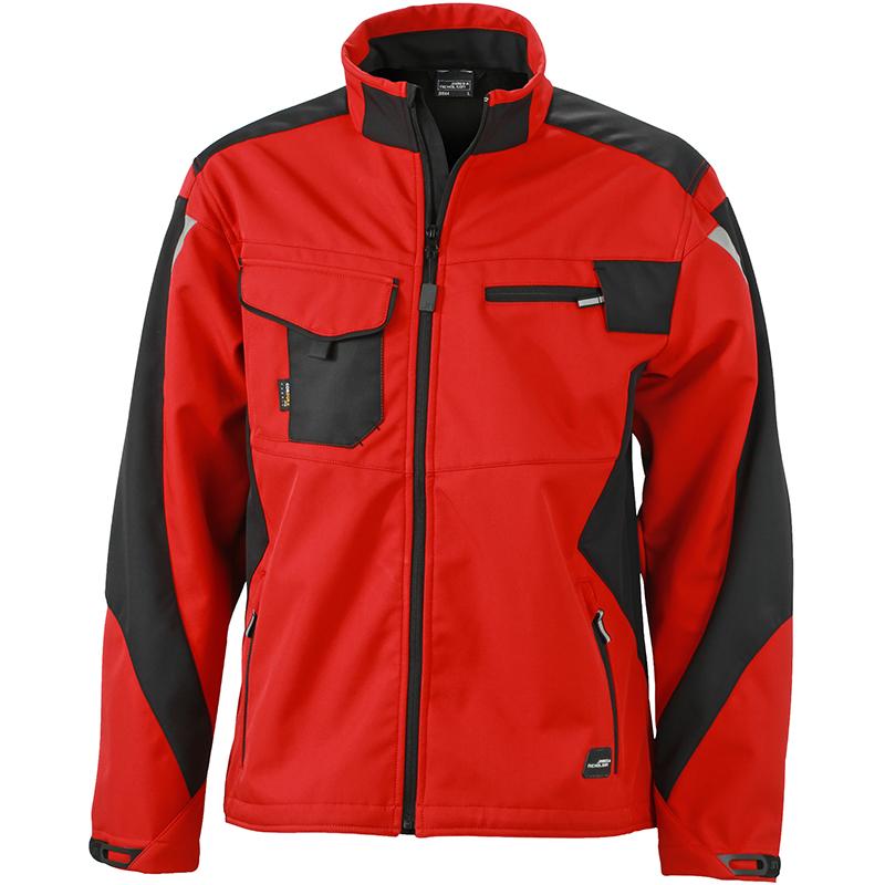 Veste Solftshell Workwear Mixte JN844 James & Nicholson - Rouge et Noir Veste Solftshell Workwear Mixte JN844 James & Nicholson