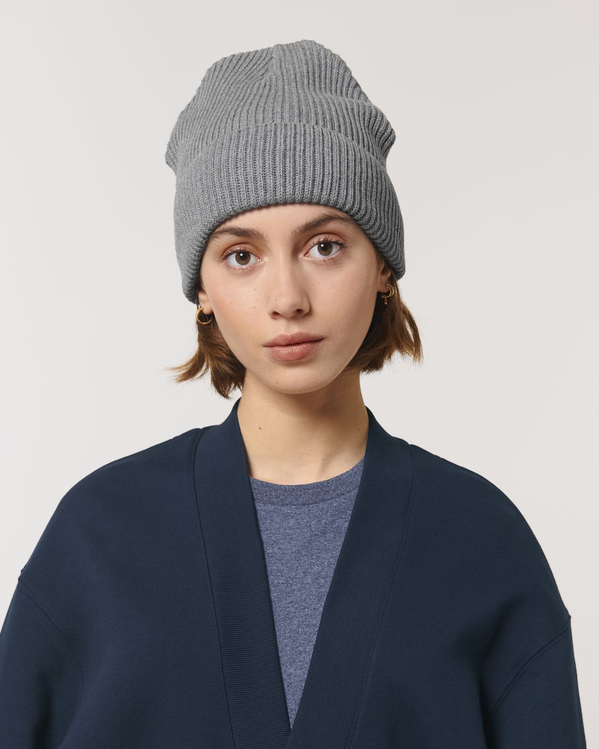 Fisherman Beanie BIO Stanley Stella - Mid Heather Grey