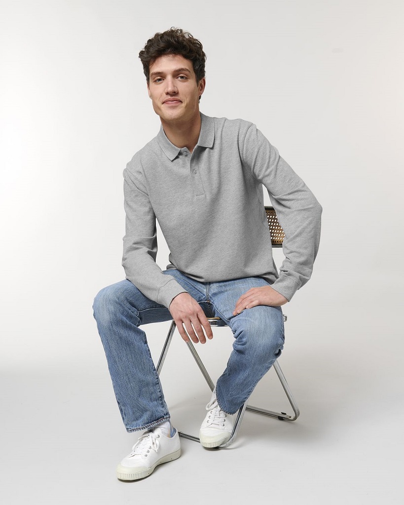 Polo Prepster Long Sleeve BIO Stanley Stella - HEATHER GREY