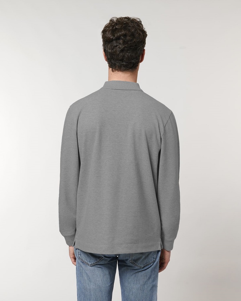 Polo Prepster Long Sleeve BIO Stanley Stella - MID HEATHER GREY