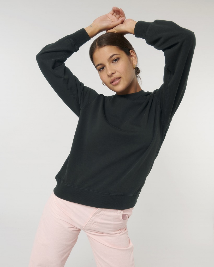 Sweat Col Rond MATCHER Unisexe Medium Fit en Terry Stanley Stella Femme Black