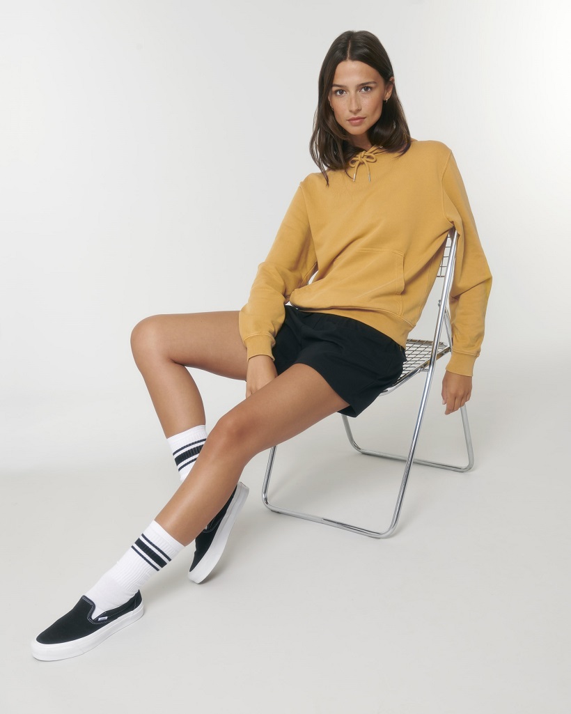 Sweat à capuche ARCHER VINTAGE unisexe médium fit en terry effet délavé Stanley Stella Femme G. dyed gold ochre