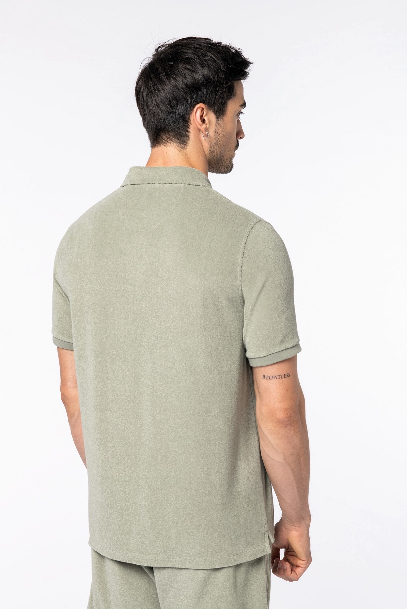 NS227 - Polo Terry Towel homme -Dos - Almond Green