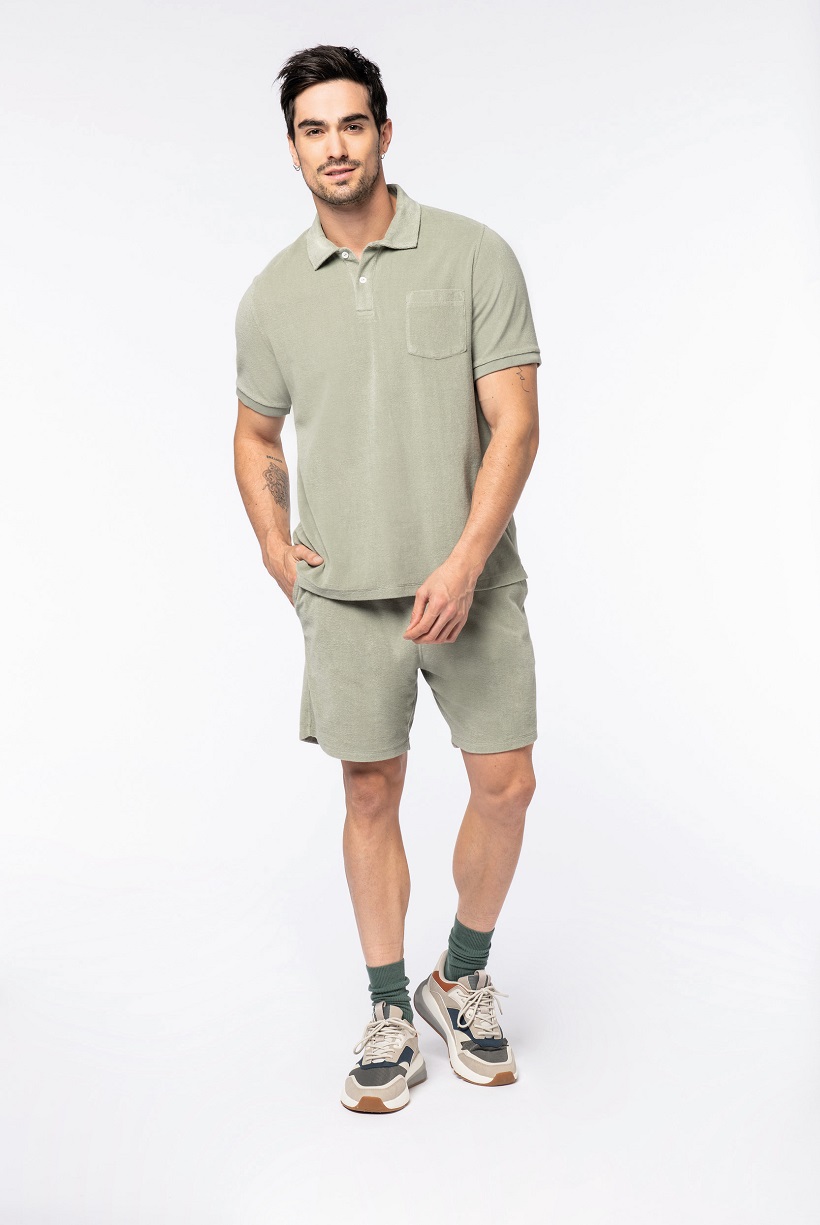 NS227 - Polo Terry Towel homme -Entier - Almond Green